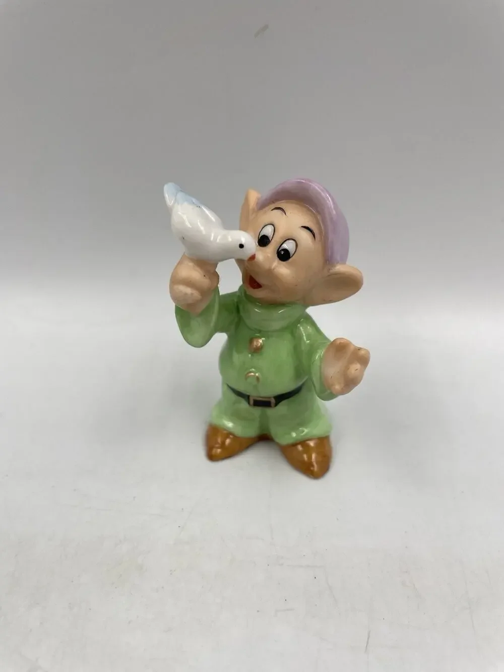 Vintage Disney Dopey With Bird Porcelain Figurine
